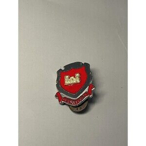 Vintage US Army Engineer Corps Pin Badge Essayons Red Shield Castle Made in USA